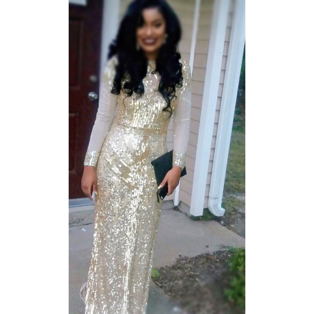 Golden handmade sequined prom dress💫✨👗